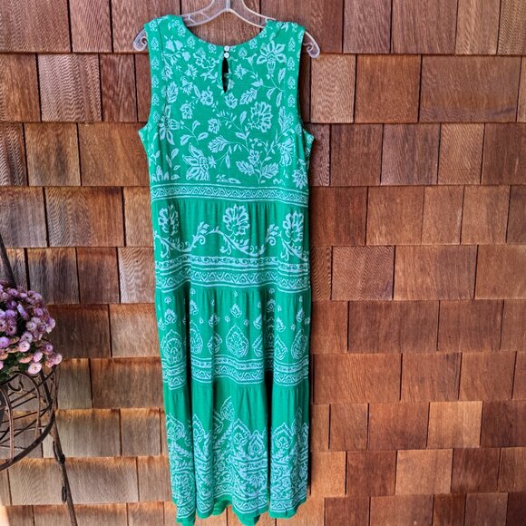 EUC J. Jill Green Sleeveless Floral Print Maxi Dress in Women's Large Petite - Picture 6 of 10